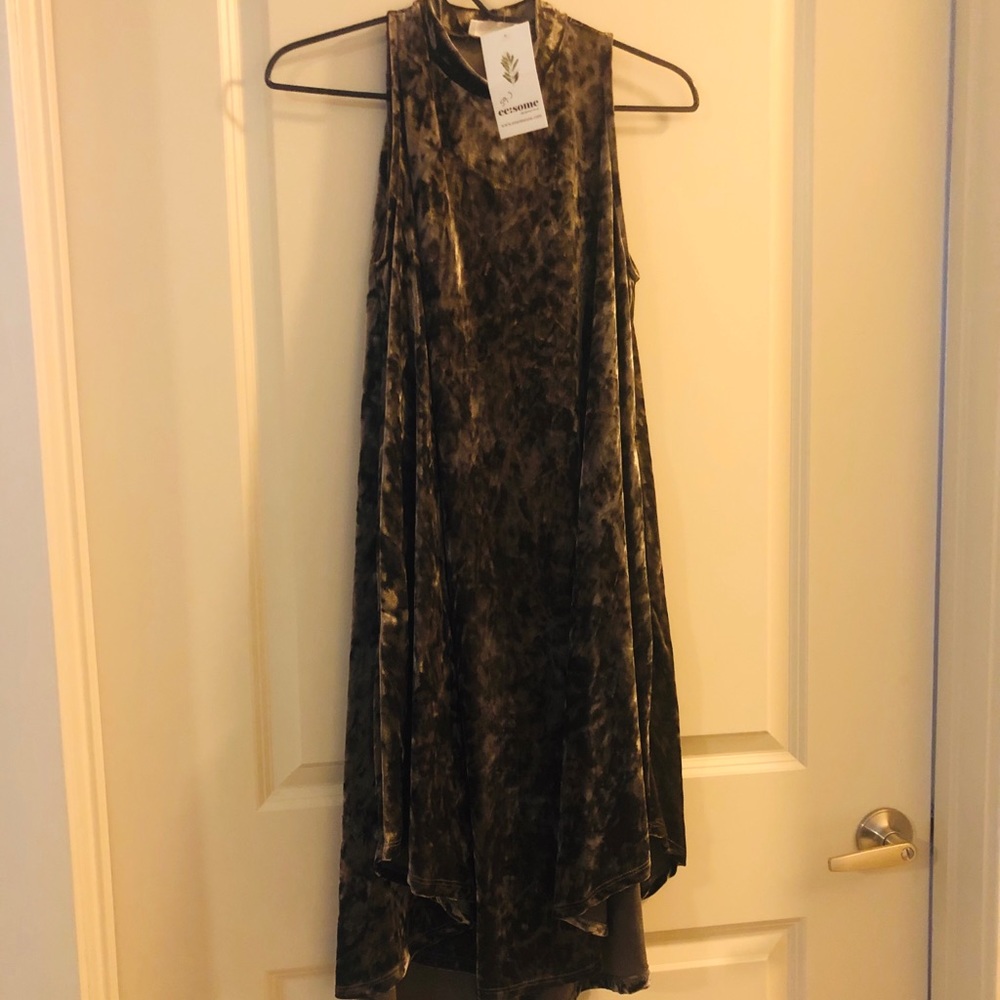 Crushed Velvet Halter Dress